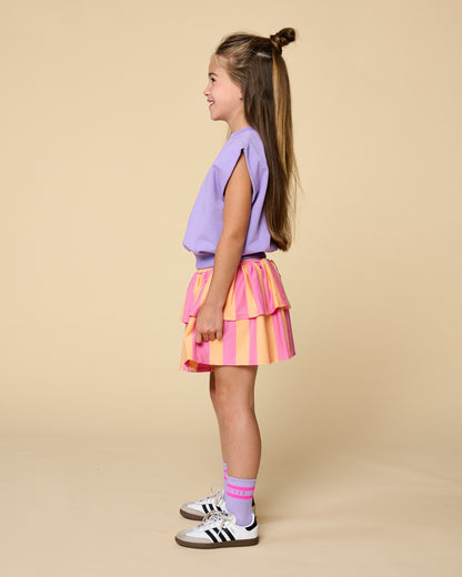 Petit Blush - Meisjes Stripe Smock Skirt Cashmere Rose | Peach Cobbler