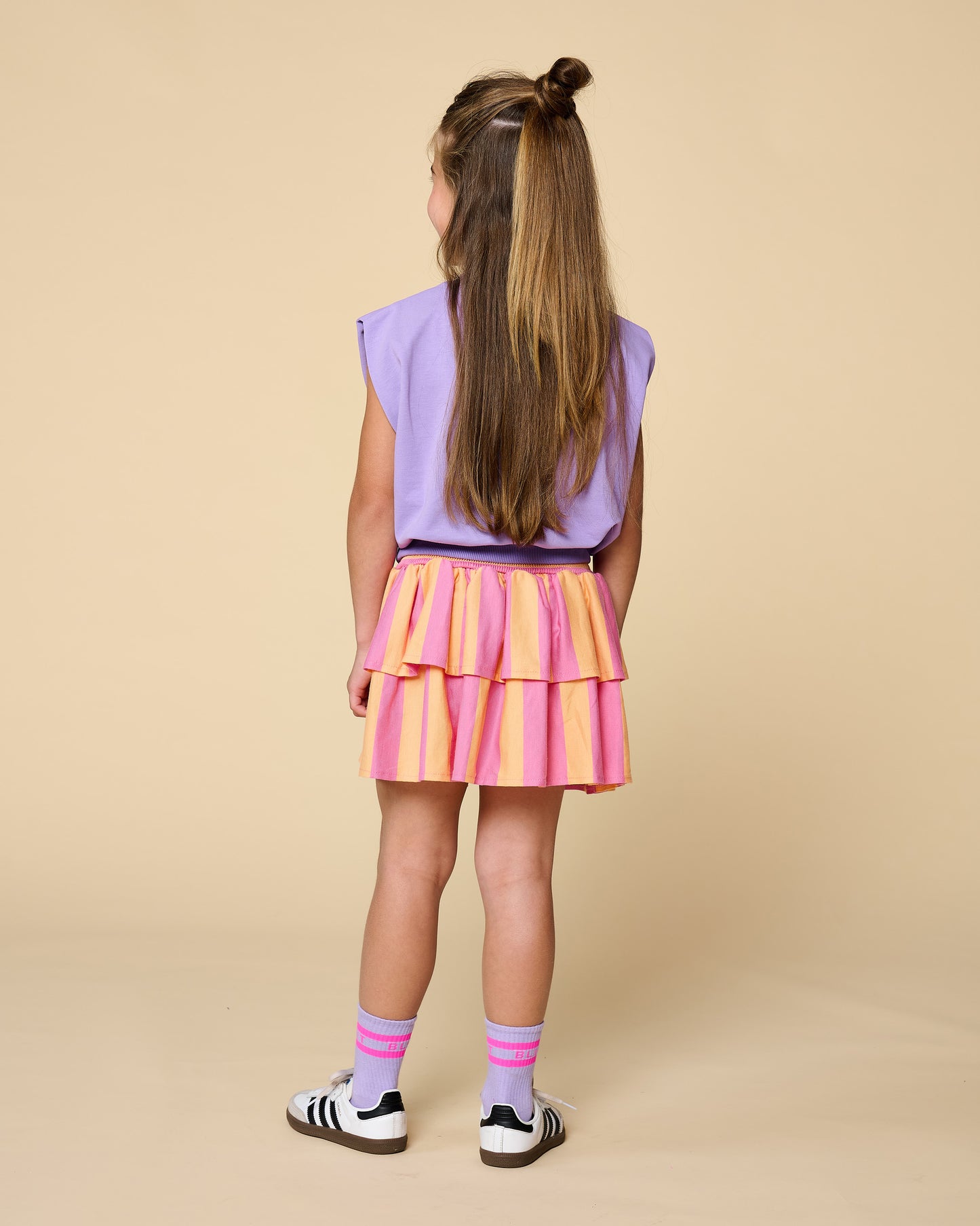 Petit Blush - Meisjes Stripe Smock Skirt Cashmere Rose | Peach Cobbler