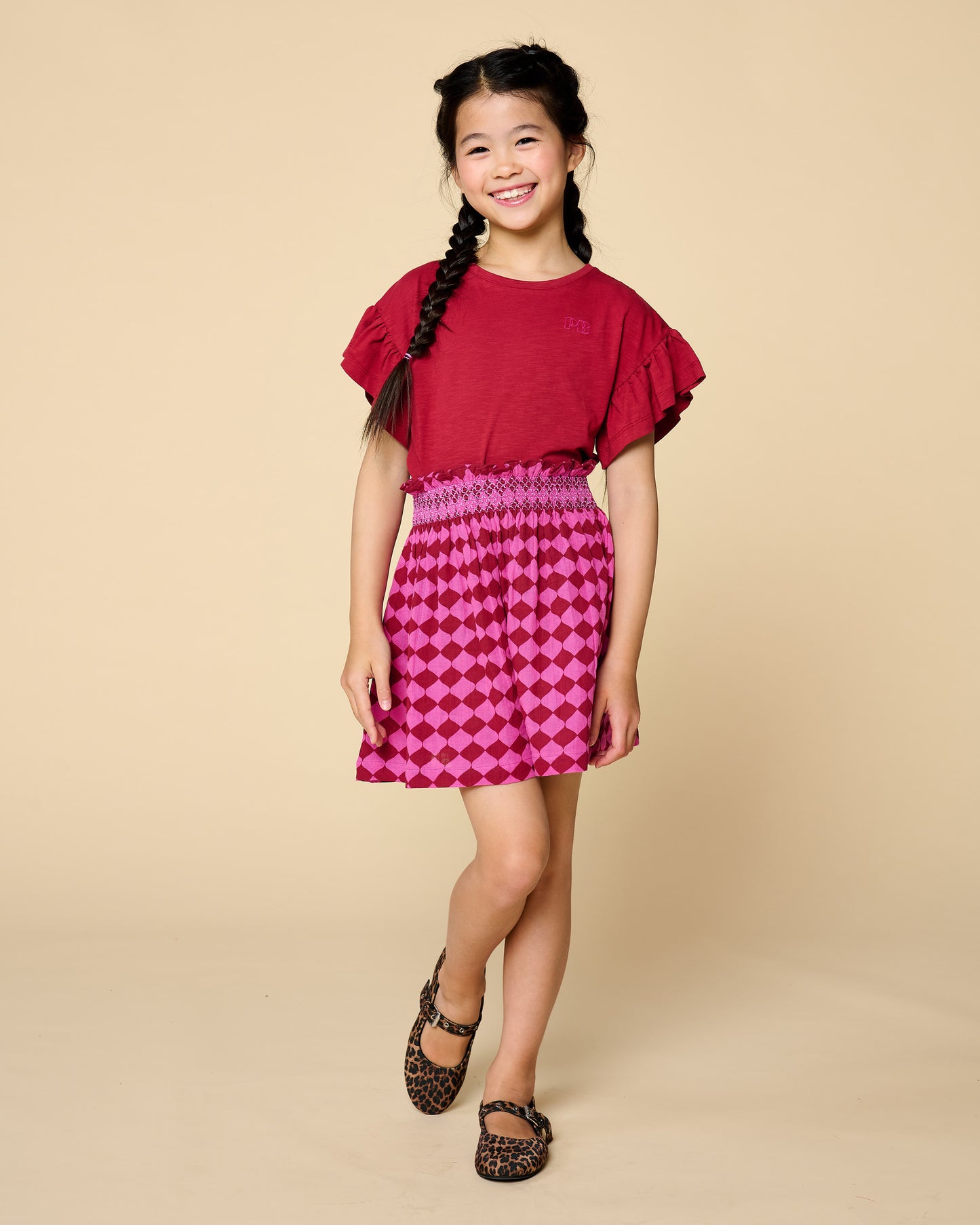 Petit Blush - Meisjes Bella Ruffle Tee | Garnet