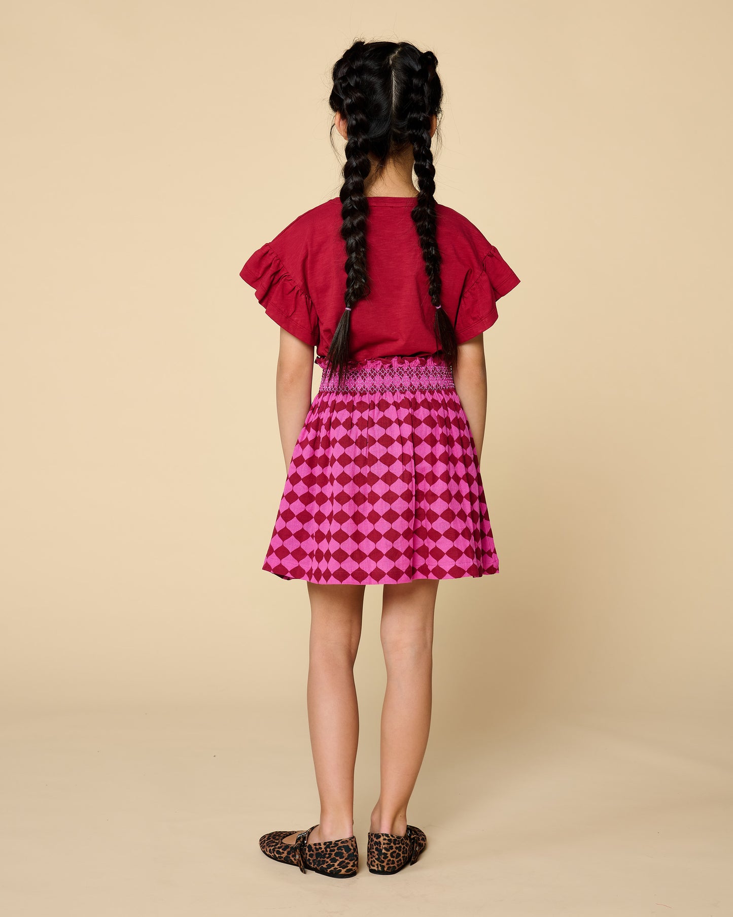 Petit Blush - Meisjes Bella Ruffle Tee | Garnet