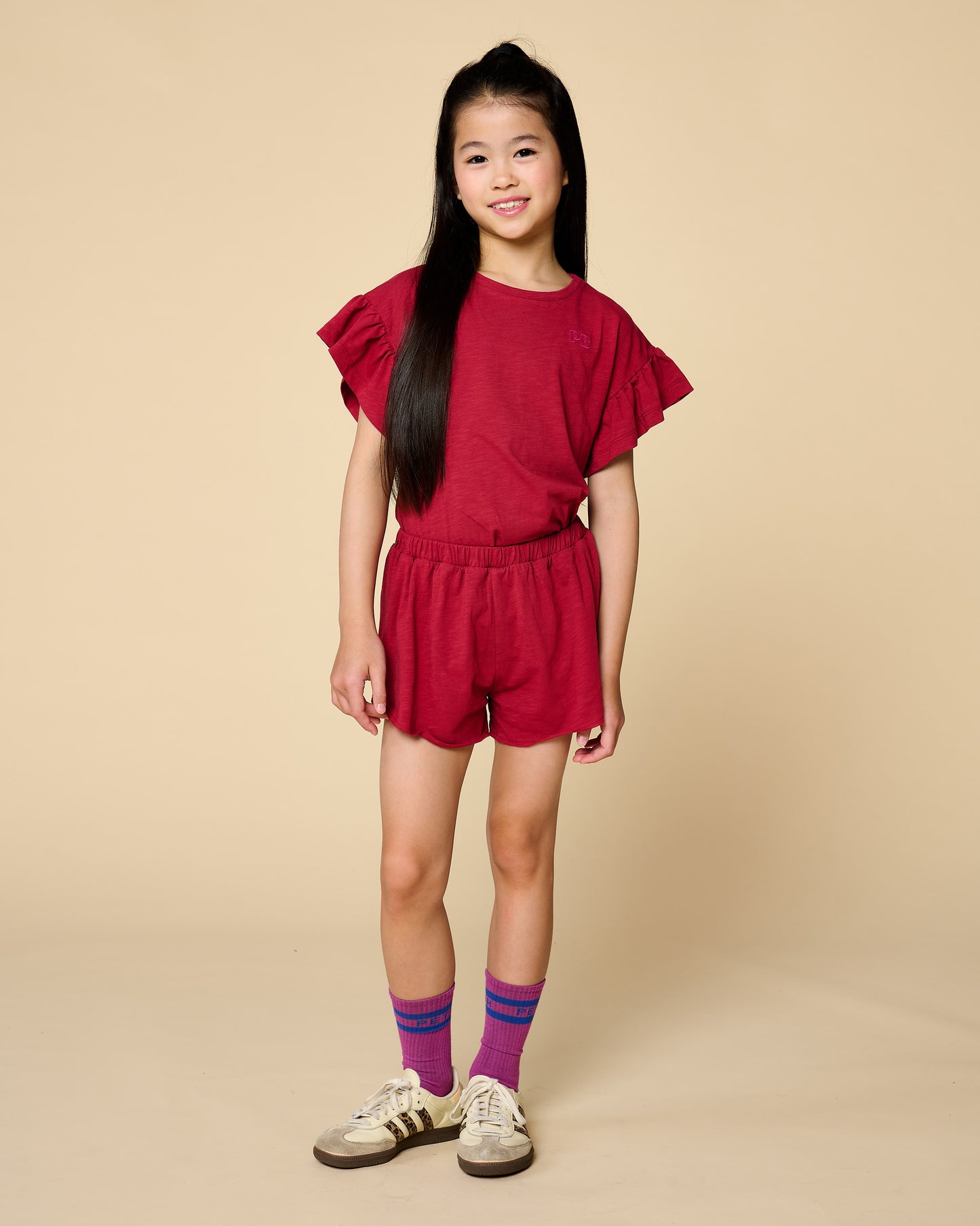 Petit Blush - Meisjes Bella Ruffle Tee | Garnet