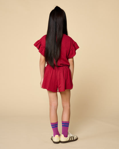 Petit Blush - Meisjes Bella Ruffle Tee | Garnet