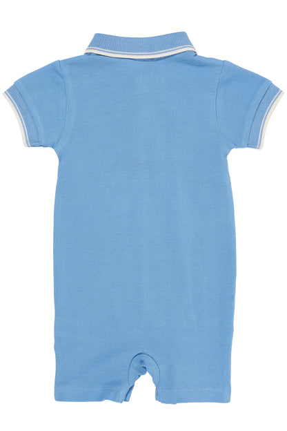 Copenhagen Colors - Pique Polo Romper Sky Blue