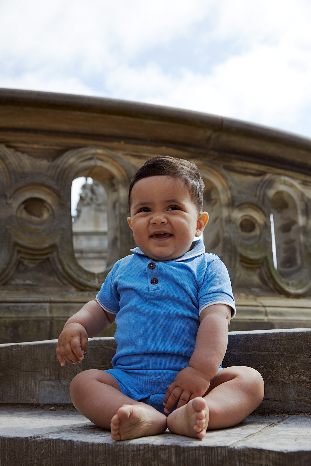 Copenhagen Colors - Pique Polo Romper Sky Blue