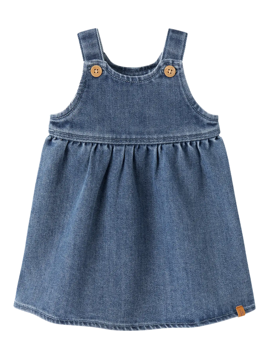Lil' Atelier - Denim Spencer Baby Jurk | Medium Blue Denim