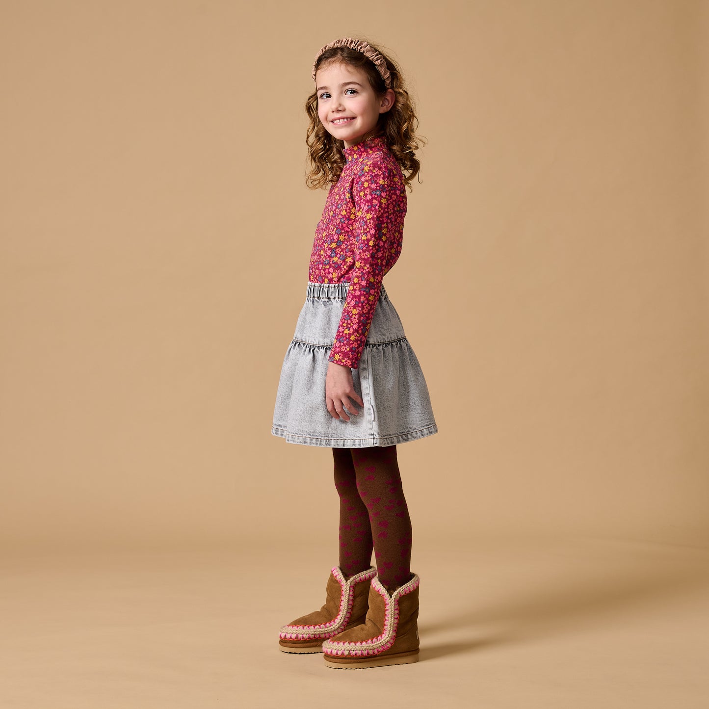 Petit Blush - Jeans Ruffle Skirt Grey