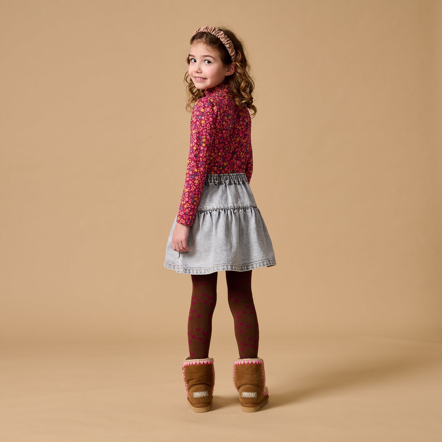Petit Blush - Jeans Ruffle Skirt Grey