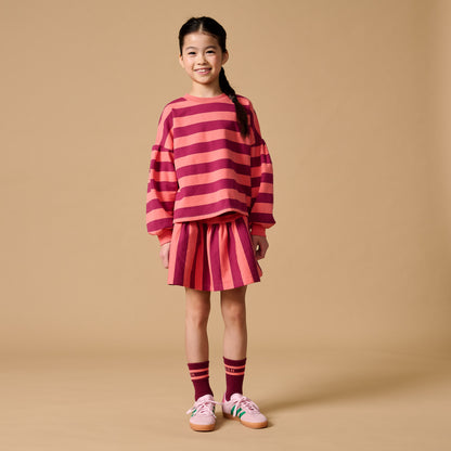 Petit Blush - Ruffle Skirt Stripe Peach Bordeaux
