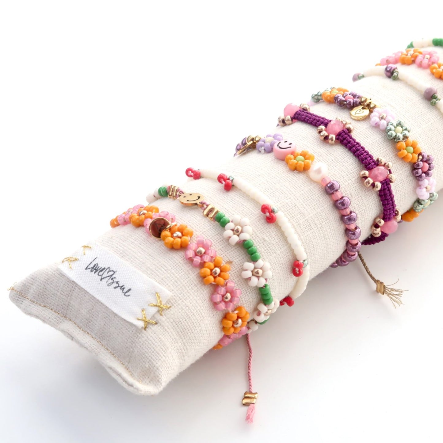 LOVEissue - Bracelet | Daisy Elastic | Smiley, pearl, purple