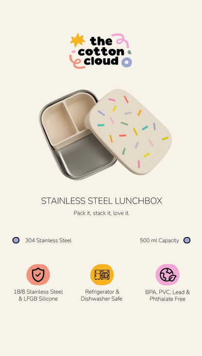 Cotton Cloud - roestvrijstalen lunchbox met uitneembare compartimenten | Club Soleil