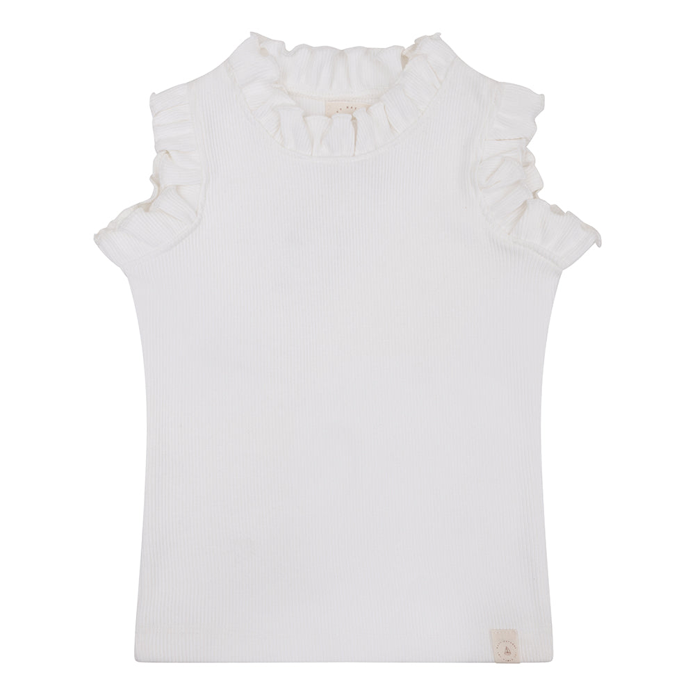 Navy Natural - Ruffle top white rib