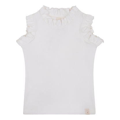 Navy Natural - Ruffle top white rib