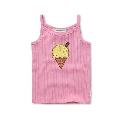 Sproet & Sprout - Girls spaghetti top ice cream | Podium pink