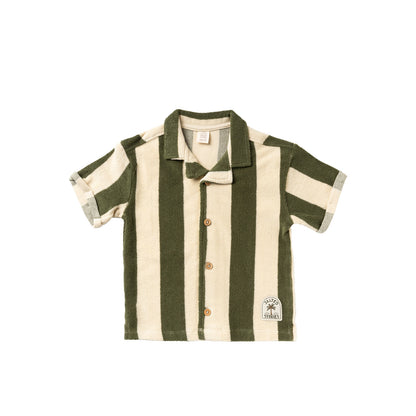 Salted Stories - Wide Stripe | Loose Shirt | Bronze Green