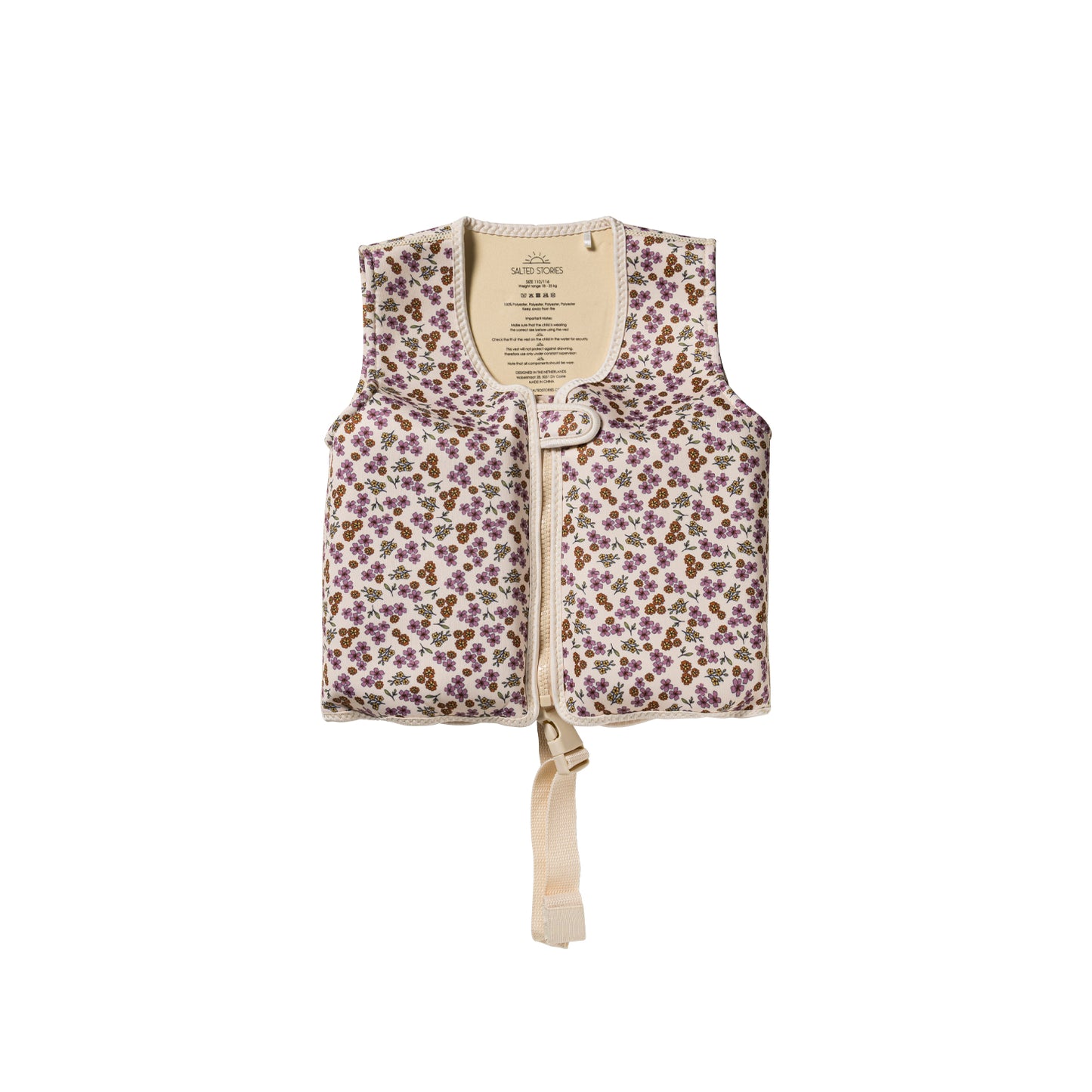 Salted Stories - Sparkly Flowers Floating Vest – White Swan | Veilig & Stijlvol Zwemvest voor Meisjes