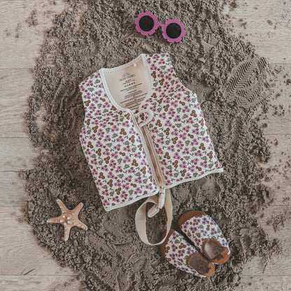 Salted Stories - Sparkly Flowers Floating Vest – White Swan | Veilig & Stijlvol Zwemvest voor Meisjes
