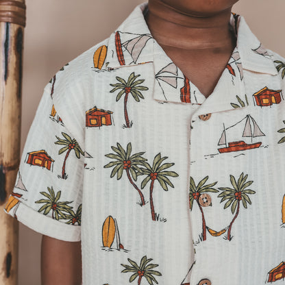 Salted Stories - Sailing Loose Shirt – White Swan | Luchtig Jongensshirt van 100% Katoen