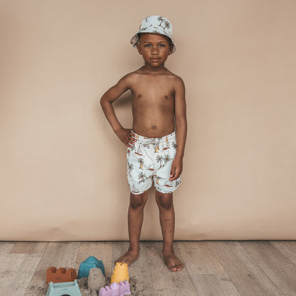 Salted Stories - Sailing Swim Shorts White Swan | Luchtige Kinder Zwemshort van 100% Katoen