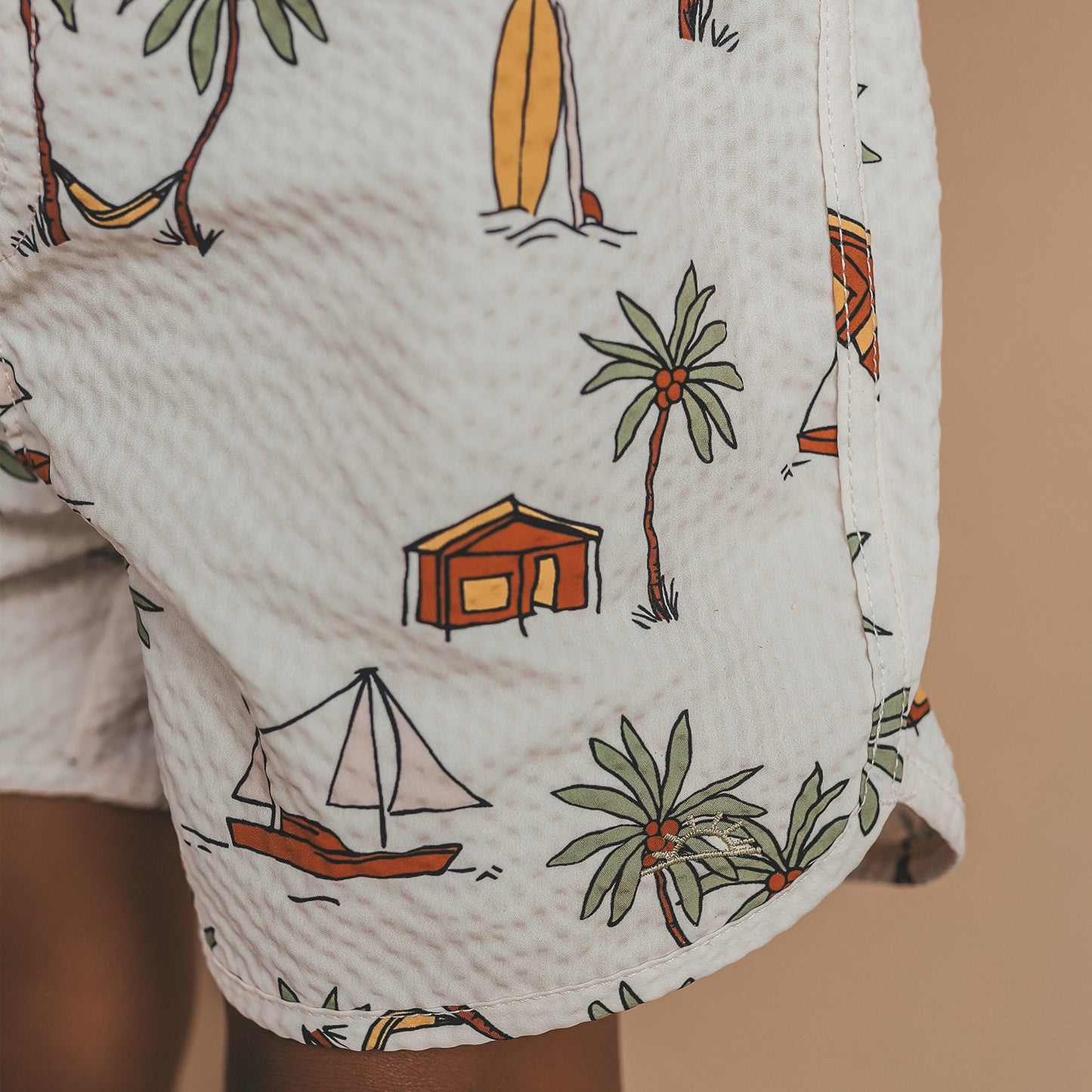 Salted Stories - Sailing Swim Shorts White Swan | Luchtige Kinder Zwemshort van 100% Katoen