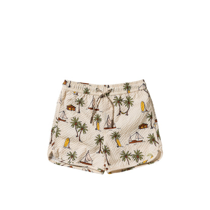 Salted Stories - Sailing Swim Shorts White Swan | Luchtige Kinder Zwemshort van 100% Katoen
