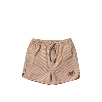 Salted Stories - Seersucker Swim Shorts Bombay Brown | Kinder Zwemshorts