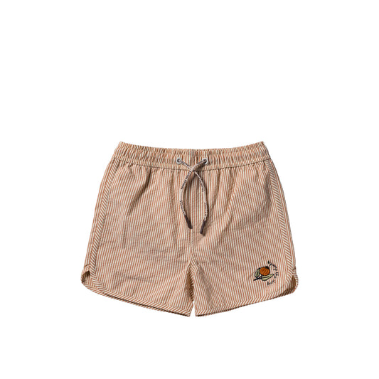 Salted Stories - Seersucker Swim Shorts Bombay Brown | Kinder Zwemshorts