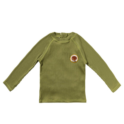 Salted Stories - Solid Rib Swim Longsleeve – Iguana | Comfortabel UV‑vriendelijk Zwemshirt voor Jongens