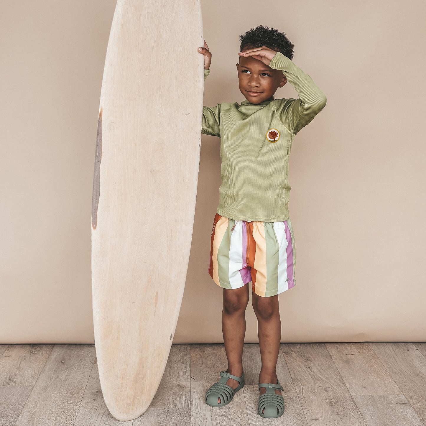 Salted Stories - Solid Rib Swim Longsleeve – Iguana | Comfortabel UV‑vriendelijk Zwemshirt voor Jongens