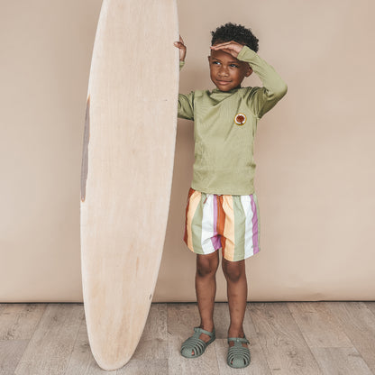 Salted Stories - Solid Rib Swim Longsleeve – Iguana | Comfortabel UV‑vriendelijk Zwemshirt voor Jongens