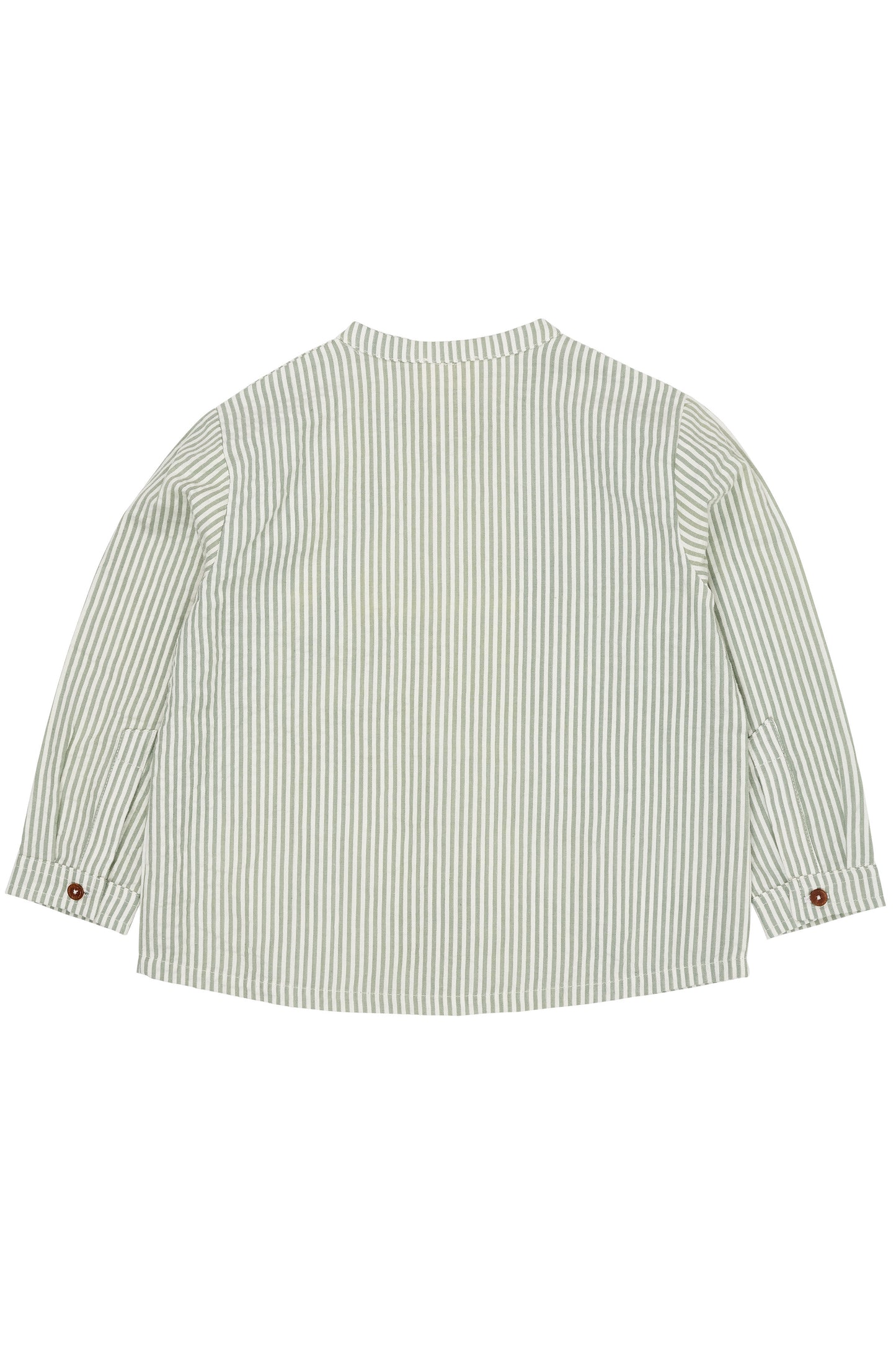 Copenhagen Colors - Seersucker Shirt Green Cream Stripe lange mouw