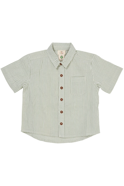 Copenhagen Colors - Seersucker Shirt Green Cream Stripe