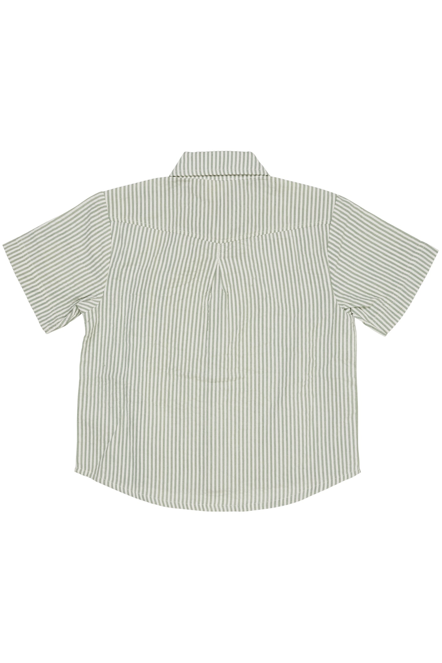 Copenhagen Colors - Seersucker Shirt Green Cream Stripe