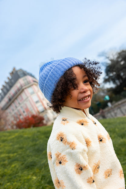 Sproet & Sprout - Teddy mock zip dog print