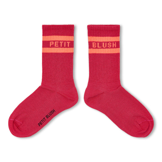 Petit Blush - Meisjes Sport Socks Raspberry | Neon Orange