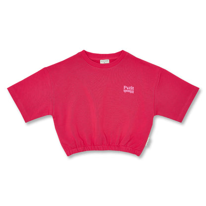 Petit Blush - Meisjes T-Shirt met Elastische Taille | Raspberry Wine