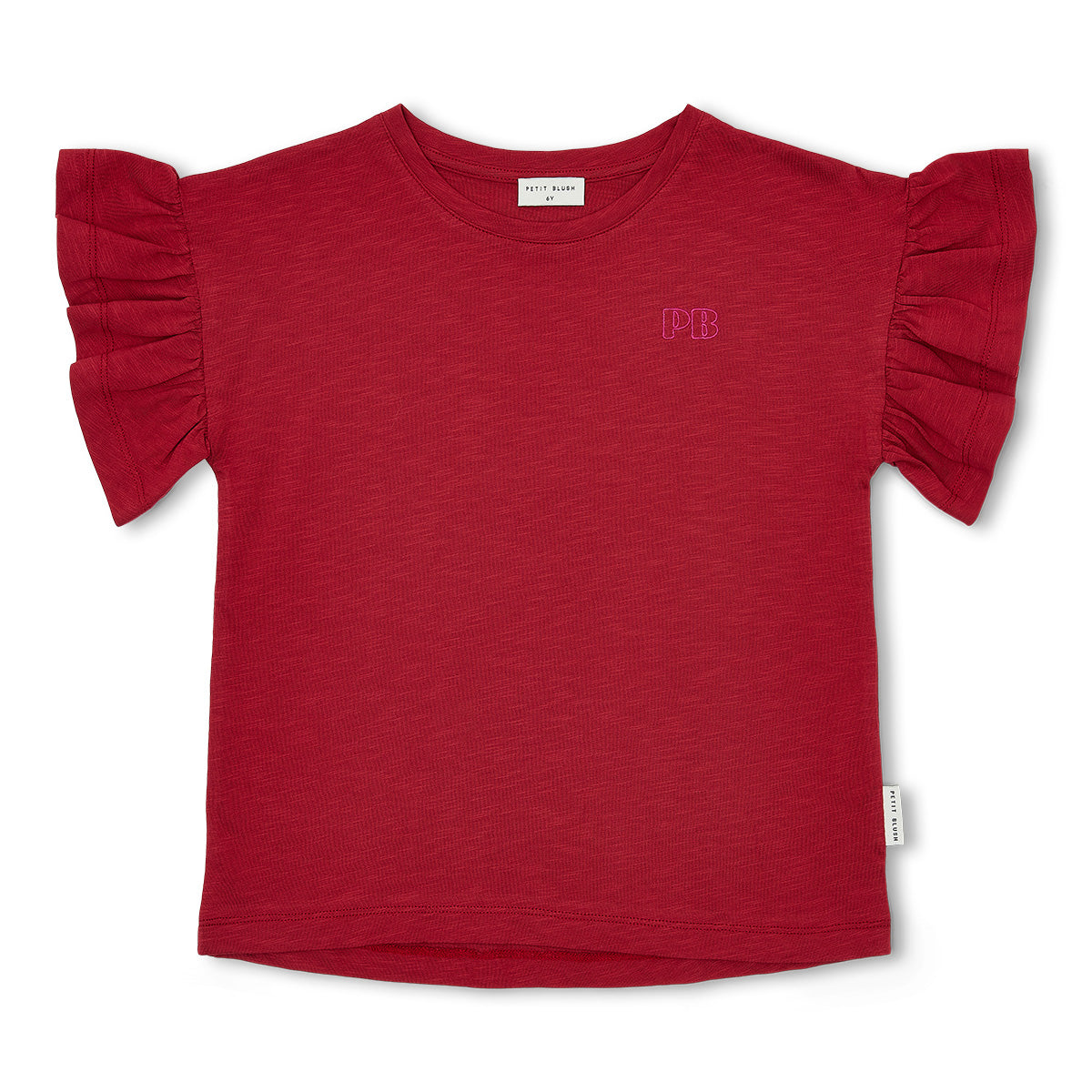 Petit Blush - Meisjes Bella Ruffle Tee | Garnet