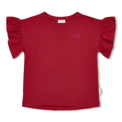 Petit Blush - Meisjes Bella Ruffle Tee | Garnet