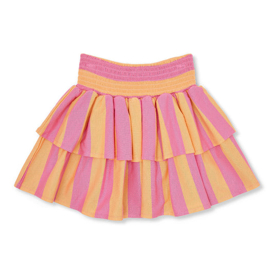 Petit Blush - Meisjes Stripe Smock Skirt Cashmere Rose | Peach Cobbler