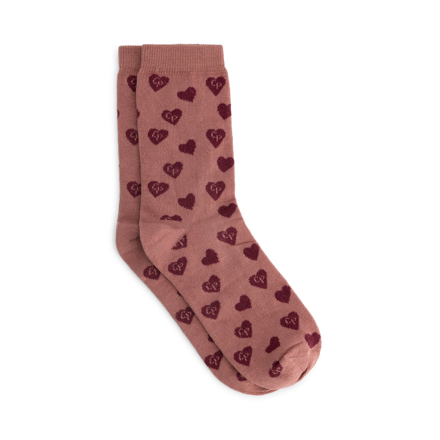 Charlie Petite - Seven Socks | Pink with Bordeaux | Kindersokken met Hartjes