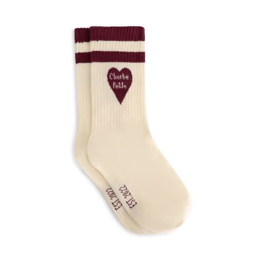 Charlie Petite - Soy Socks | Ecru with Bordeaux | Kindersokken