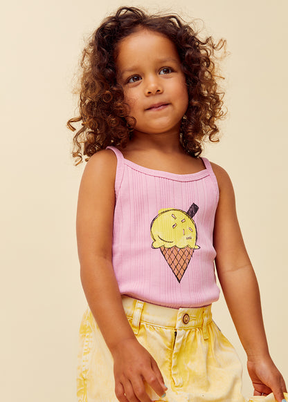 Sproet & Sprout - Girls spaghetti top ice cream | Podium pink