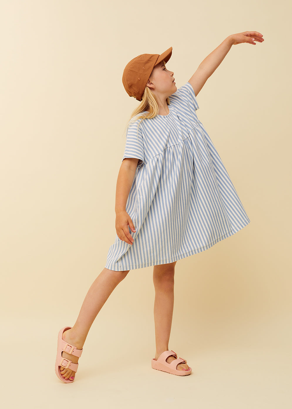 Sproet & Sprout - Striped A-line dress | Denim blue