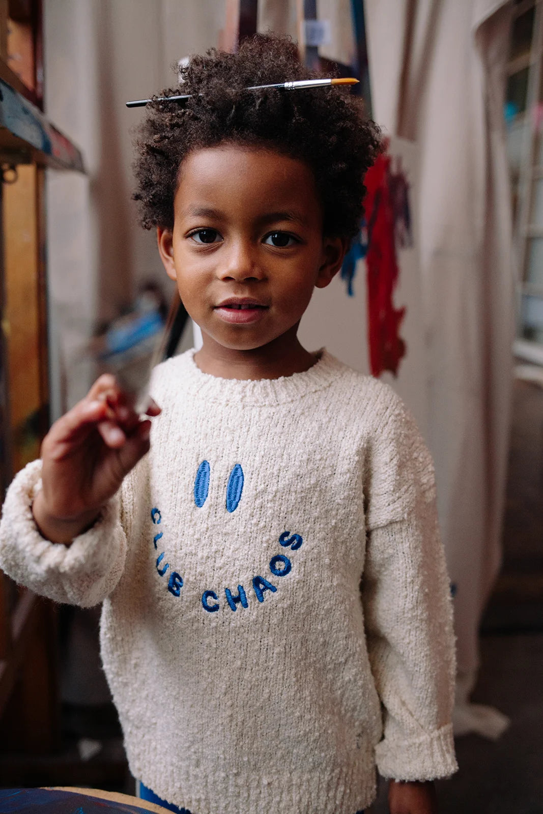 Sproet & Sprout - Bouclé Sweater Club Chaos | Ivory Melee