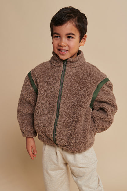 Copenhagen Colors - Teddy Jas met Afritsbare Mouwen (Natural/Green Combi)