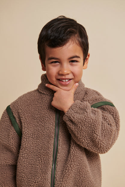 Copenhagen Colors - Teddy Jas met Afritsbare Mouwen (Natural/Green Combi)