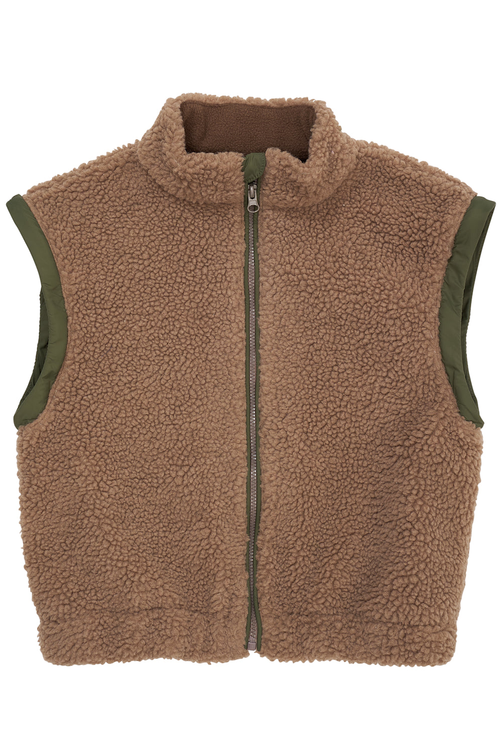 Copenhagen Colors - Teddy Jas met Afritsbare Mouwen (Natural/Green Combi)