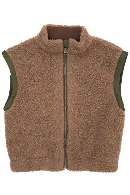 Copenhagen Colors - Teddy Jas met Afritsbare Mouwen (Natural/Green Combi)