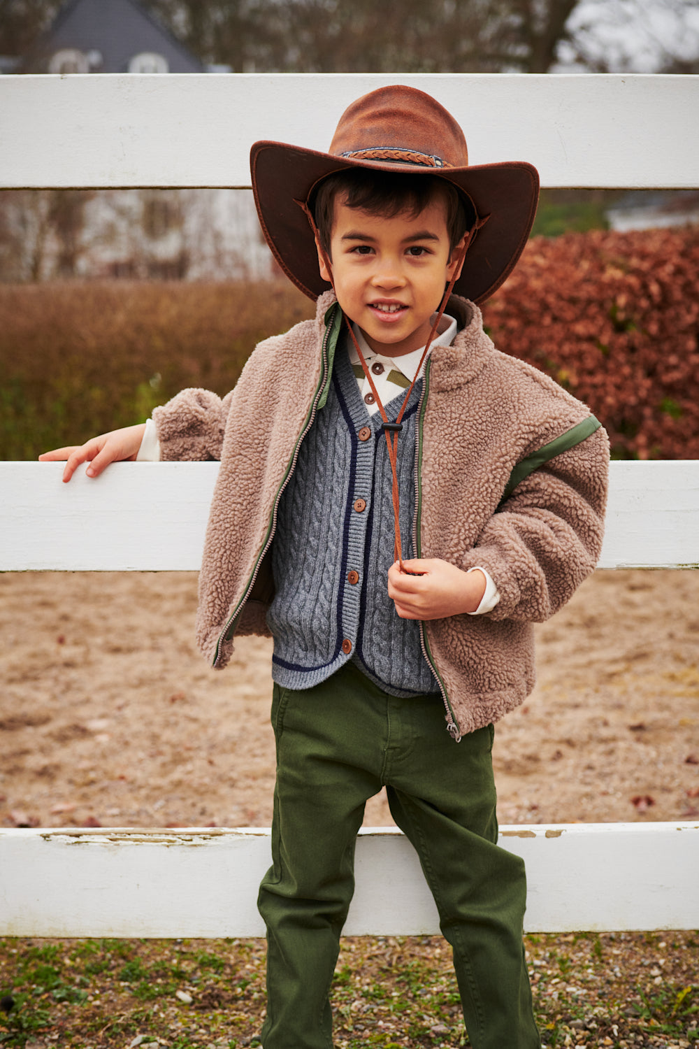 Copenhagen Colors - Teddy Jas met Afritsbare Mouwen (Natural/Green Combi)