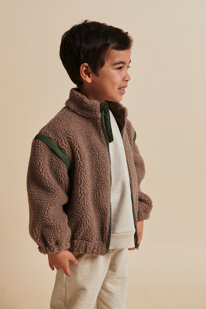 Copenhagen Colors - Teddy Jas met Afritsbare Mouwen (Natural/Green Combi)