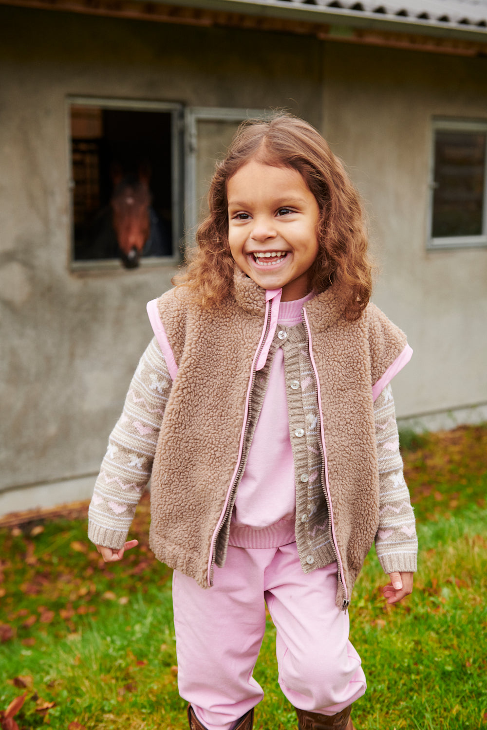 Copenhagen Colors - Teddy Jas met Afritsbare Mouwen (Natural/Pink Combi)